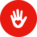 Human hand with love symbol